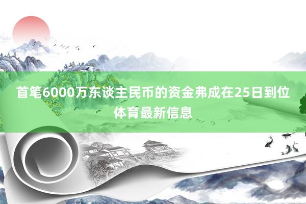 首笔6000万东谈主民币的资金弗成在25日到位体育最新信息