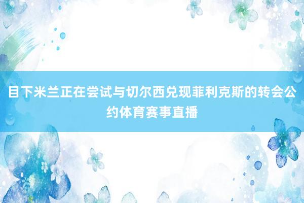 目下米兰正在尝试与切尔西兑现菲利克斯的转会公约体育赛事直播