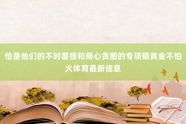 恰是他们的不时覆按和用心贪图的专项锻真金不怕火体育最新信息