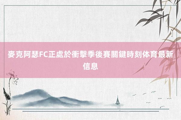 麥克阿瑟FC正處於衝擊季後賽關鍵時刻体育最新信息