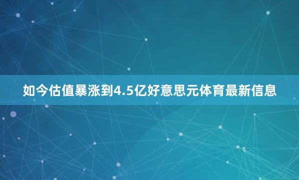 如今估值暴涨到4.5亿好意思元体育最新信息