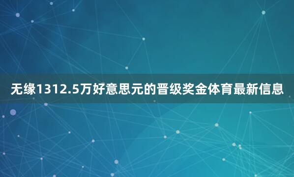 无缘1312.5万好意思元的晋级奖金体育最新信息