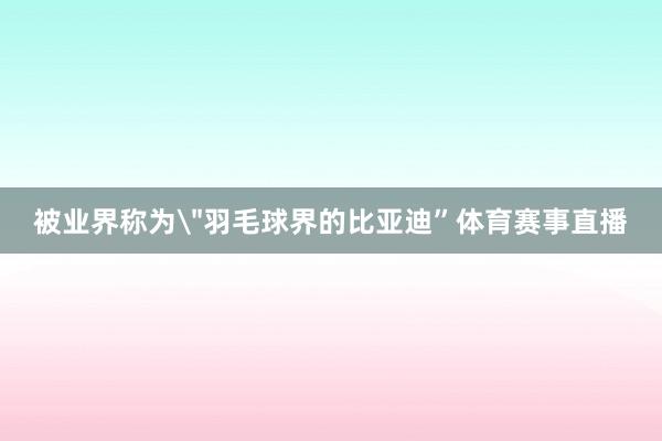 被业界称为