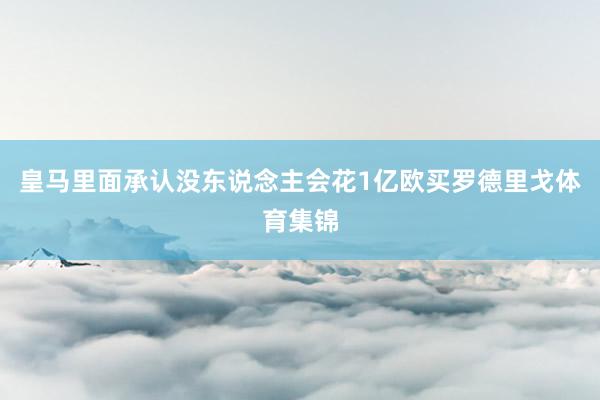 皇马里面承认没东说念主会花1亿欧买罗德里戈体育集锦