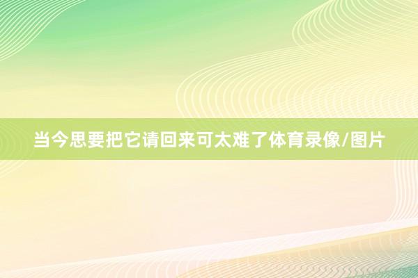 当今思要把它请回来可太难了体育录像/图片