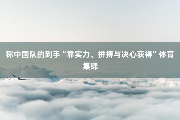 称中国队的到手“靠实力、拼搏与决心获得”体育集锦