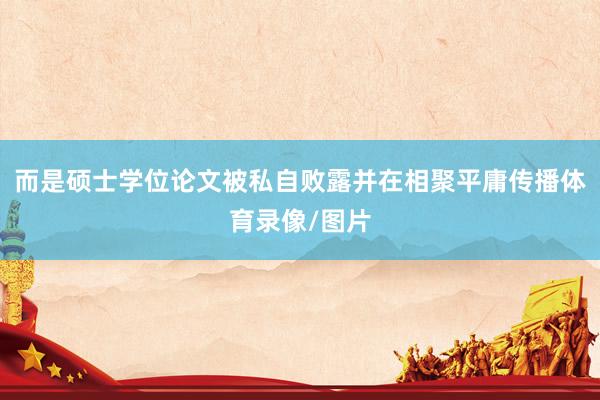 而是硕士学位论文被私自败露并在相聚平庸传播体育录像/图片